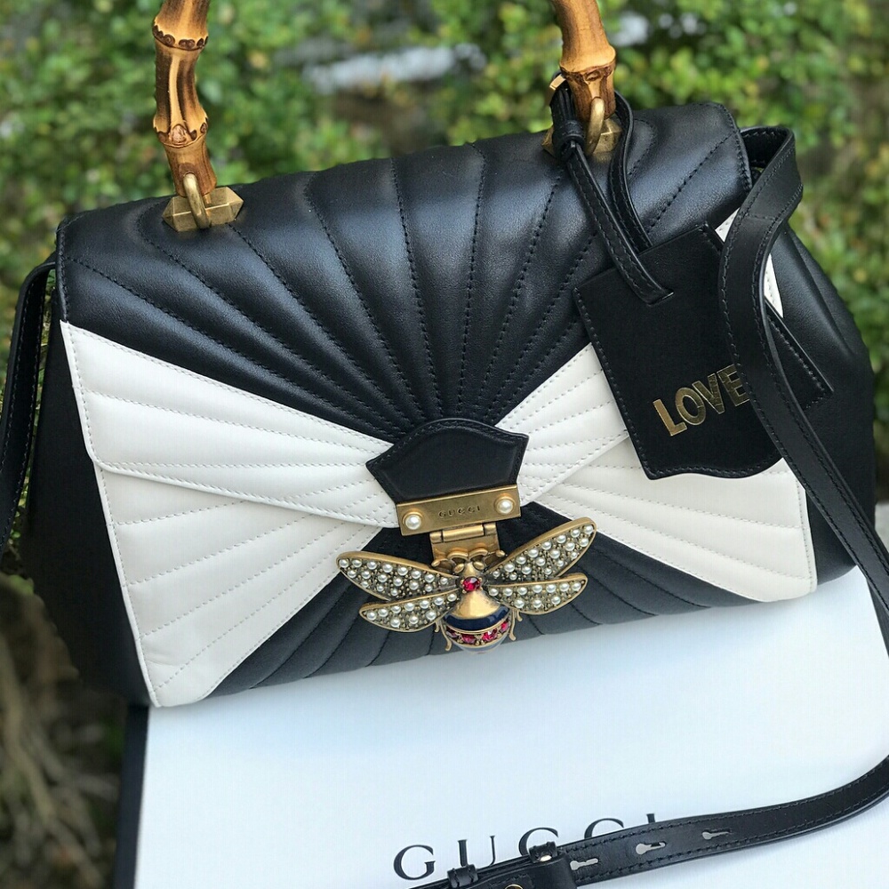 GUCCI Queen Margaret Black & White Handbag